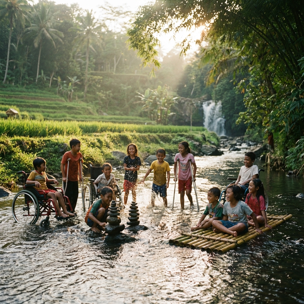 Anak-anak bermain di alam