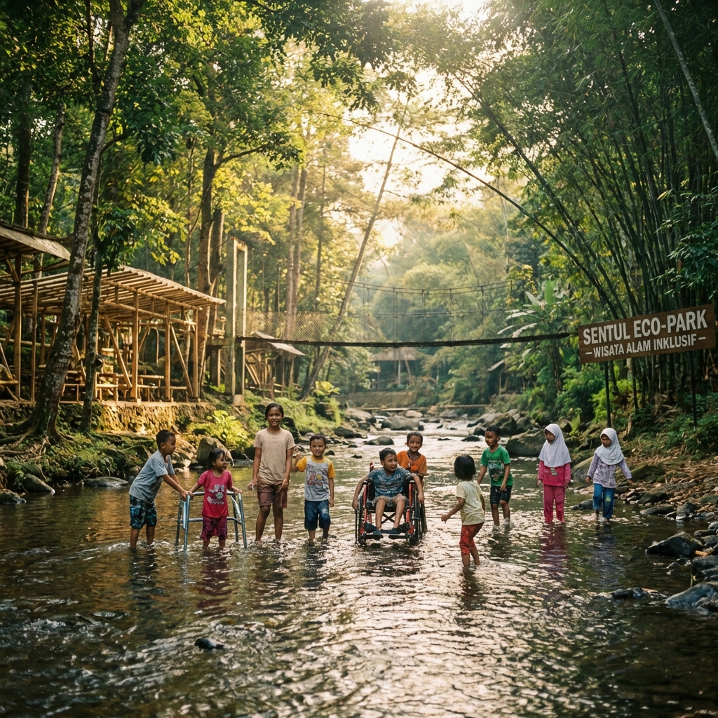 Anak-anak bermain di sungai Sentul